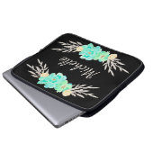 Vorlage für aquamarine und Silber-Monogramme Laptopschutzhülle (Vorne Knopf)