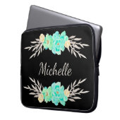 Vorlage für aquamarine und Silber-Monogramme Laptopschutzhülle (Vorderseite Links)