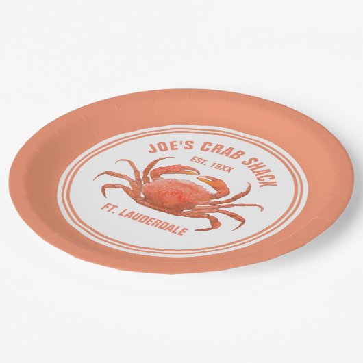 Vorlage für Aquarellfarben Korallenroter Krebs Pappteller (Schrägansicht)