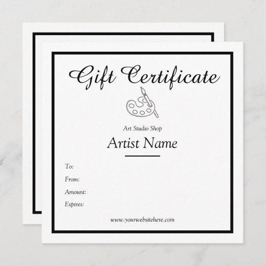 Vorlage für Artist Studio-Geschenkgutscheine (Vorne/Hinten)