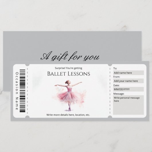 Vorlage für Ballet-Geschenkgutachten (Vorne/Hinten)