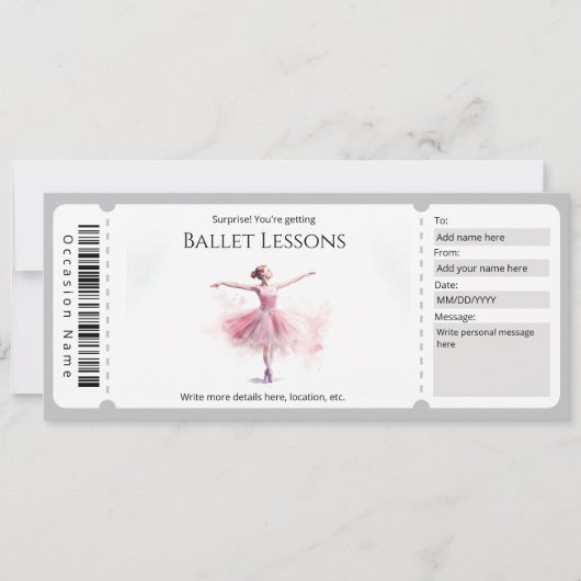 Vorlage für Ballet-Geschenkgutachten (Vorderseite)