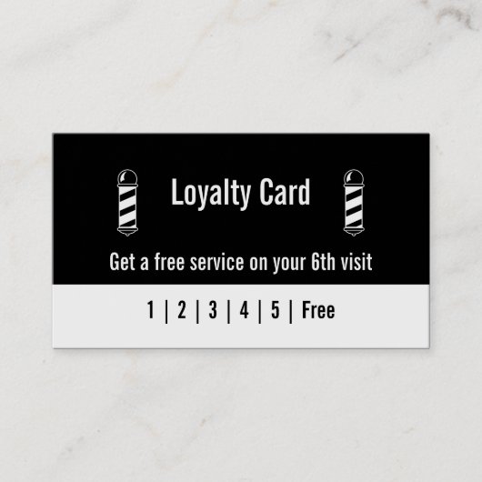 Vorlage für Barber Black und White Loyalty Card Visitenkarte (Vorderseite)