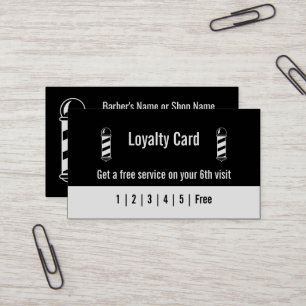 Vorlage für Barber Black und White Loyalty Card Visitenkarte