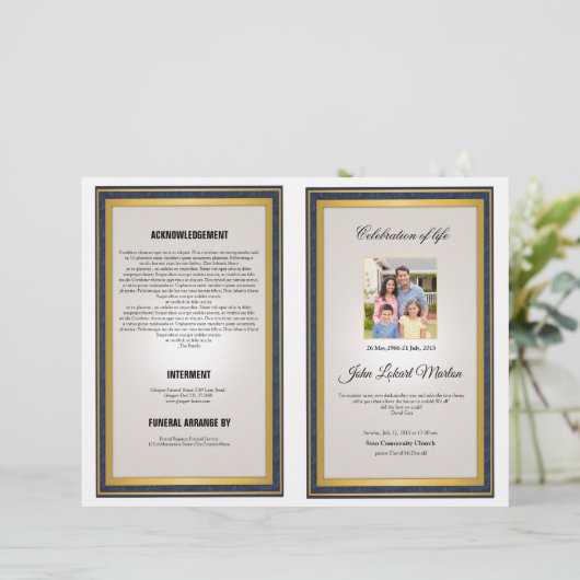 Vorlage für Beerdigungsbroschüren (Stehend Vorderseite)