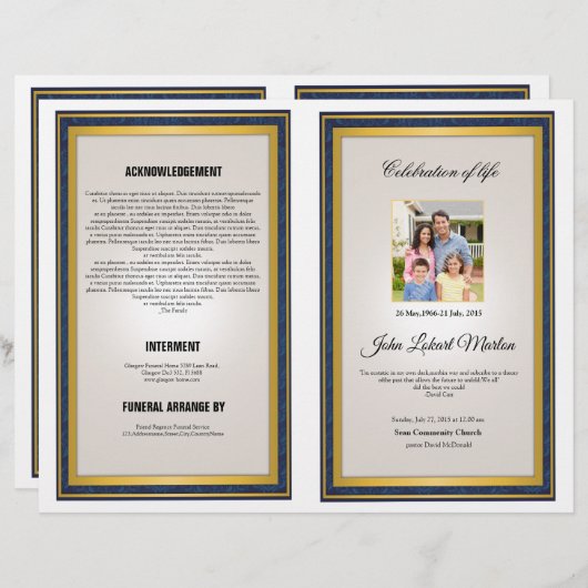 Vorlage für Beerdigungsbroschüren (Vorne/Hinten)