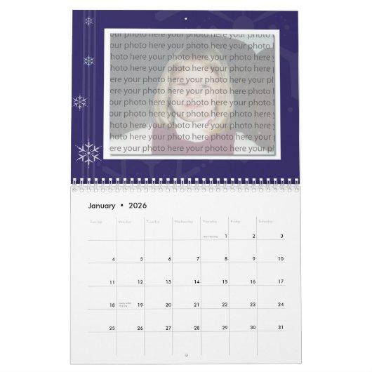 Vorlage für benutzerdefinierbare Familienkalender Kalender (Jan 2026)