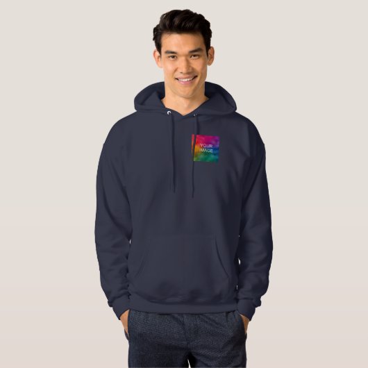 Vorlage für benutzerdefinierte, blaue Add-Image-Lo Hoodie (Vorne ganz)