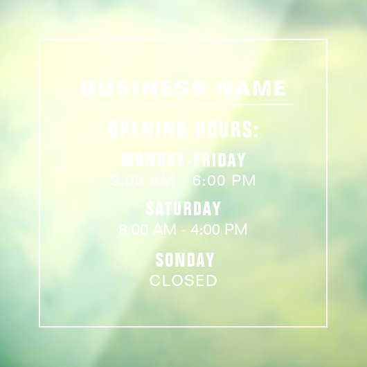 Vorlage für benutzerdefinierte, einfache Geschäfts Fensteraufkleber (Blatt 3)