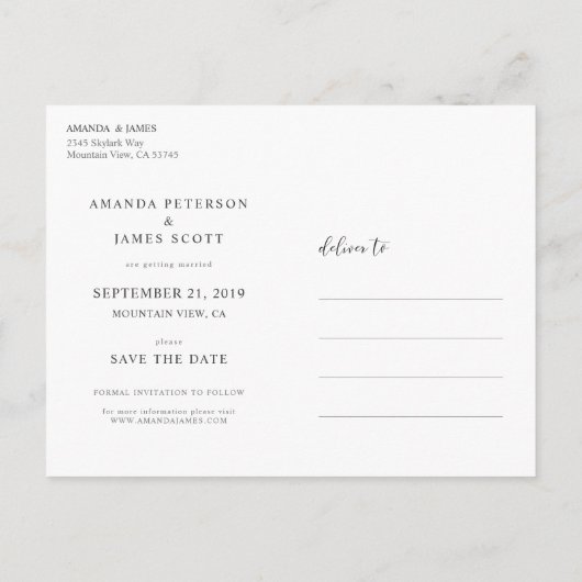 Vorlage für benutzerdefinierte Fotos Save the Date (Rückseite)