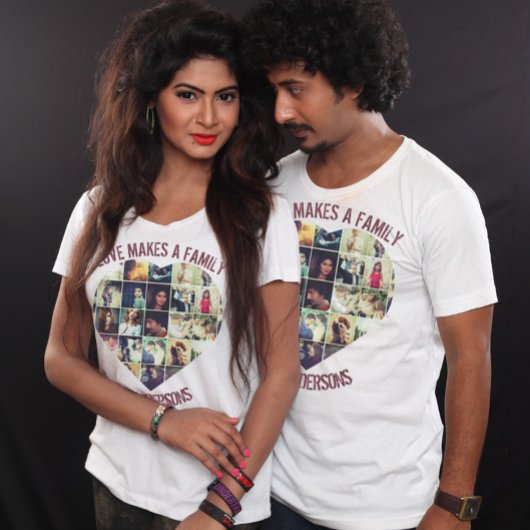 Vorlage für benutzerdefinierte, herzgeformte Fotos T-Shirt