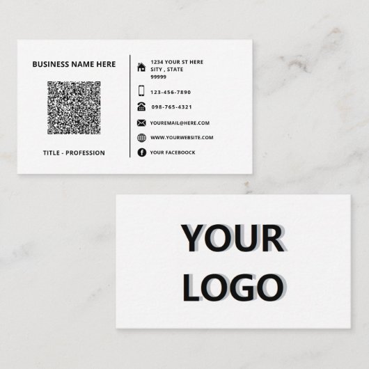 Vorlage für benutzerdefinierte Logos und QR-Code-V Visitenkarte (Vorne/Hinten)