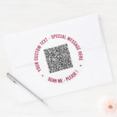 Vorlage für benutzerdefinierten QR-Code für Text u Runder Aufkleber (Umschlag)