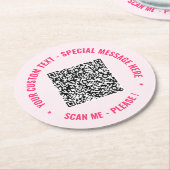 Vorlage für benutzerdefinierten QR-Code und Text-U Runder Pappuntersetzer (Angewinkelt)