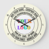 Vorlage für benutzerdefiniertes Firmenlogo und Tex Große Wanduhr (Vorderseite)