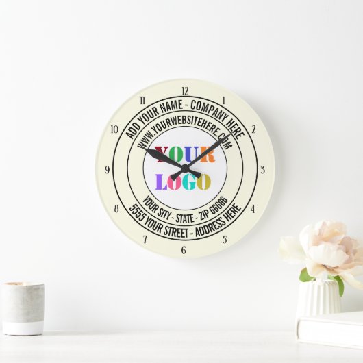Vorlage für benutzerdefiniertes Firmenlogo und Tex Große Wanduhr (Zuhause)