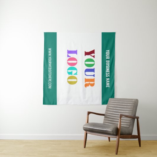 Vorlage für benutzerdefiniertes Firmenlogo und Tex Wandteppich (Beispiel (Horizontal))