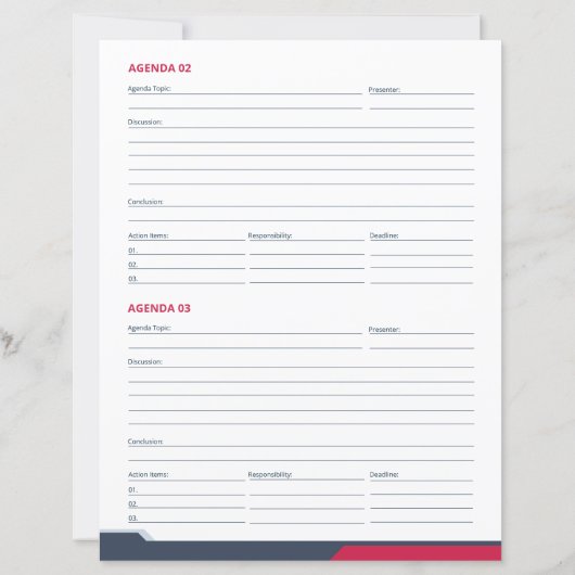 Vorlage für berufliche Sitzungsprotokolle (Rückseite)