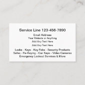 Vorlage für Berufliche Visitenkarten von Locksmith Visitenkarte (Rückseite)