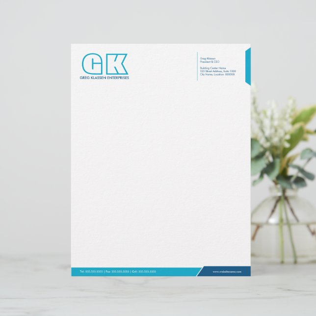 Vorlage für berufliches Blau und Aquamarine Buchst Briefkopf (Stehend Vorderseite)