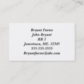 Vorlage für Betriebskarten Visitenkarte (Rückseite)