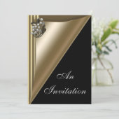 Vorlage für Black & Gold Event-Party Einladungen (Stehend Vorderseite)