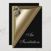 Vorlage für Black & Gold Event-Party Einladungen (Vorne/Hinten)