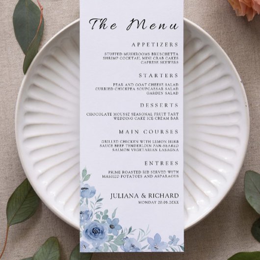 Vorlage für Blue Wedding Menu Cards