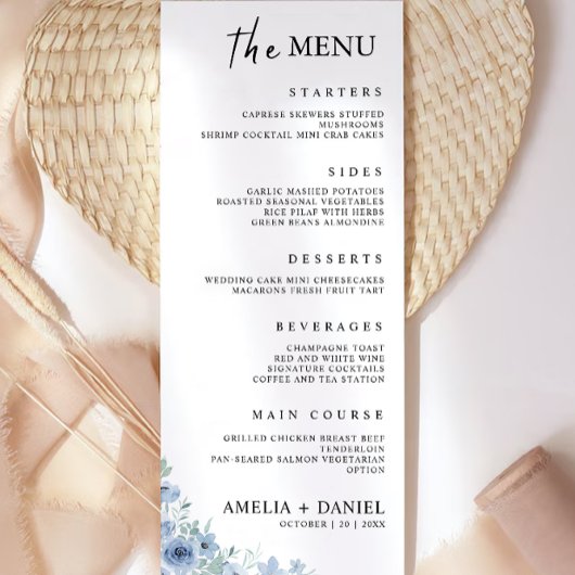 Vorlage für Blue Wedding Menu Cards