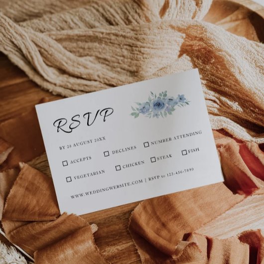 Vorlage für Blue Wedding RSVP Card