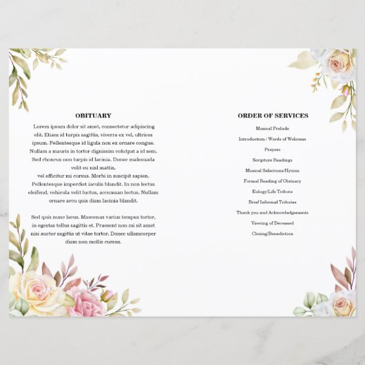 Vorlage für Blumenbeerdigung (Rückseite)