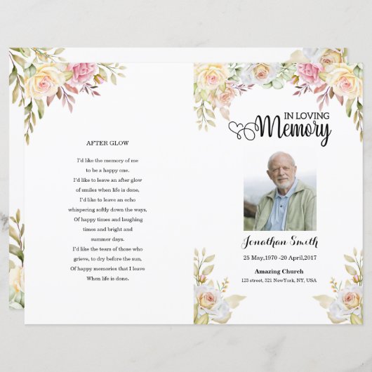 Vorlage für Blumenbeerdigung (Vorne/Hinten)