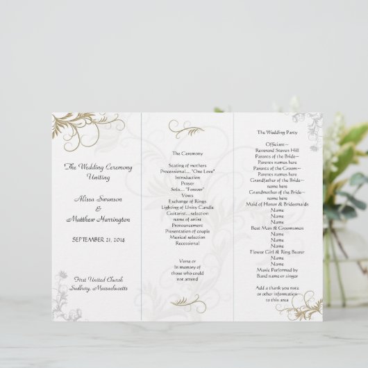 Vorlage für Blumenblätter zum Hochzeitsprogramm (Stehend Vorderseite)