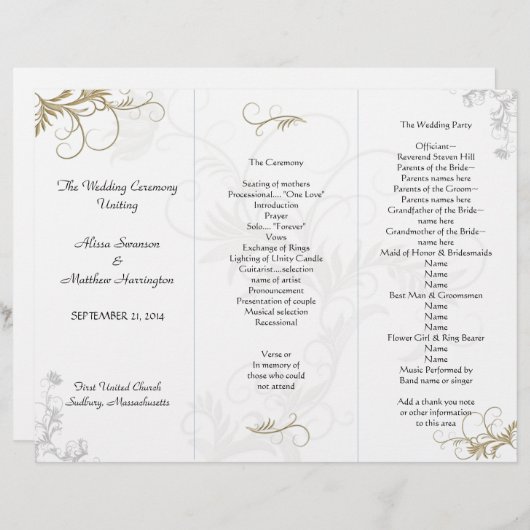 Vorlage für Blumenblätter zum Hochzeitsprogramm (Vorne/Hinten)