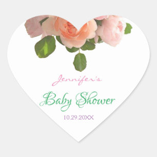 Vorlage für Blumenmuster-Babydusche Herz-Aufkleber