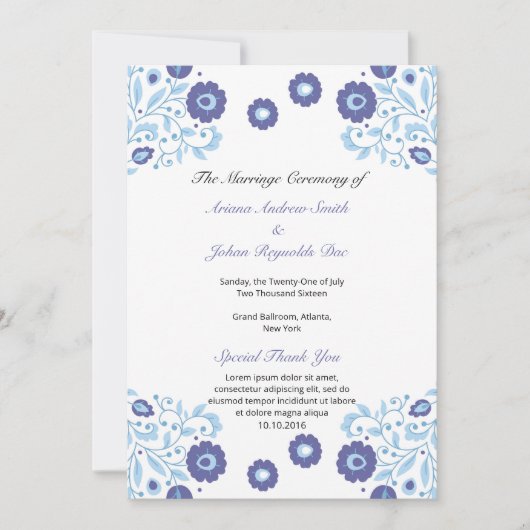 Vorlage für Blumenzettel (Vorderseite)