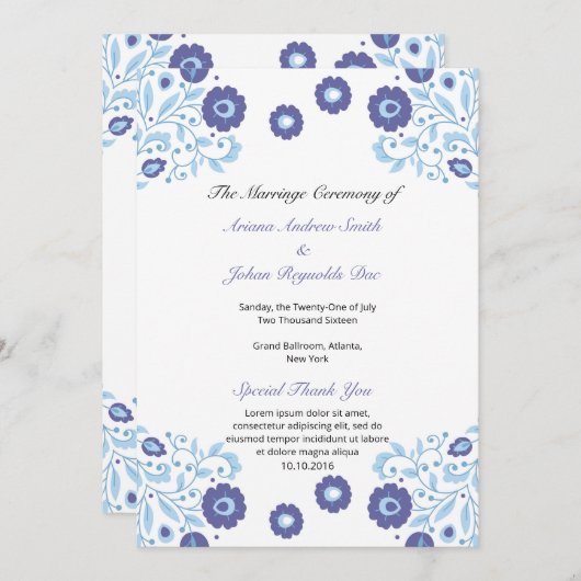 Vorlage für Blumenzettel (Vorne/Hinten)