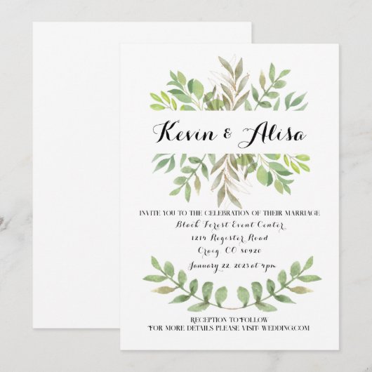 Vorlage für botanische Hochzeiten (Vorne/Hinten)