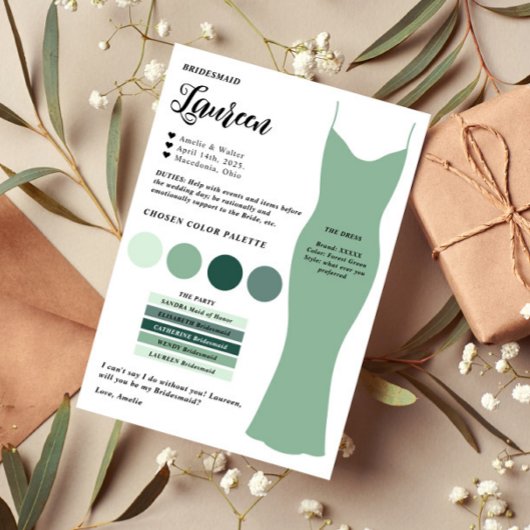 Vorlage für Bridesmaid Info-Karte