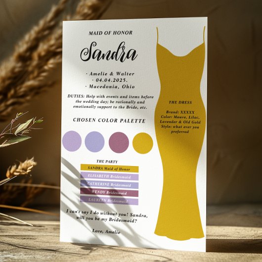 Vorlage für Bridesmaid Info-Karte