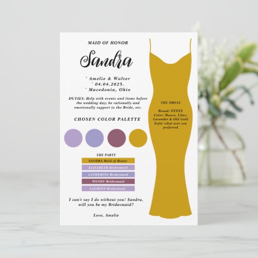 Vorlage für Bridesmaid Info-Karte (Stehend Vorderseite)