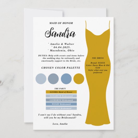 Vorlage für Bridesmaid Info-Karte (Vorderseite)