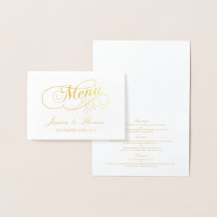 Vorlage für Chic Gold Foil & White Wedding Menü-Ka