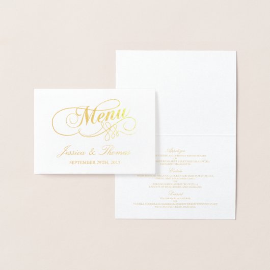 Vorlage für Chic Gold Foil & White Wedding Menü-Ka (Anzeige)