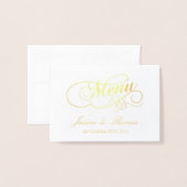 Vorlage für Chic Gold Foil & White Wedding Menü-Ka (Vorderseite mit Umschlag)