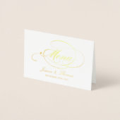 Vorlage für Chic Gold Foil & White Wedding Menü-Ka (Vorderseite)