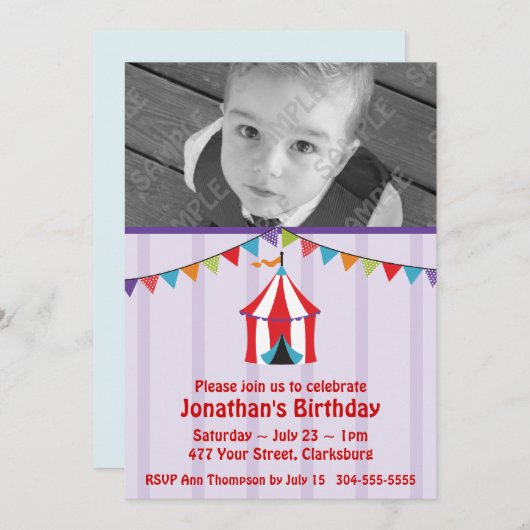 Vorlage für Circus Birthday Party-Fotos (Vorne/Hinten)