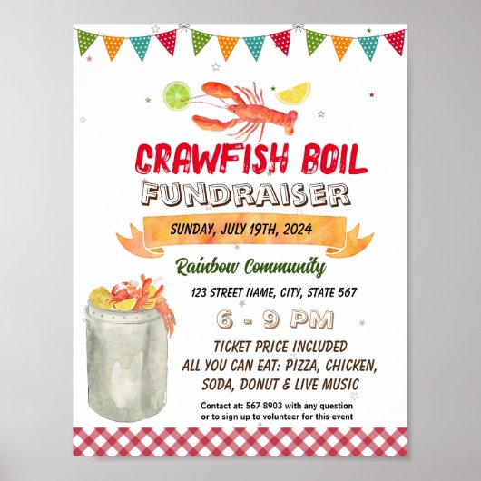 Vorlage für Crawfish Boil Fundraiser Poster (Vorne)