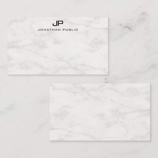 Vorlage für Creative White Marble Monogram Modern (Vorne/Hinten)