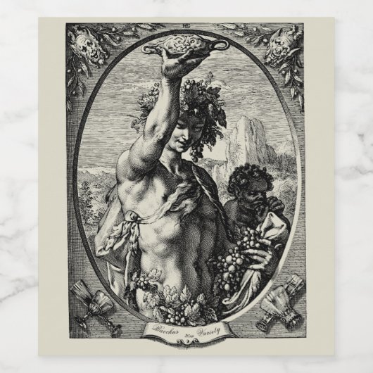 Vorlage für das antike Bacchus-Weinlabel Weinetikett (Einzelnes Label)